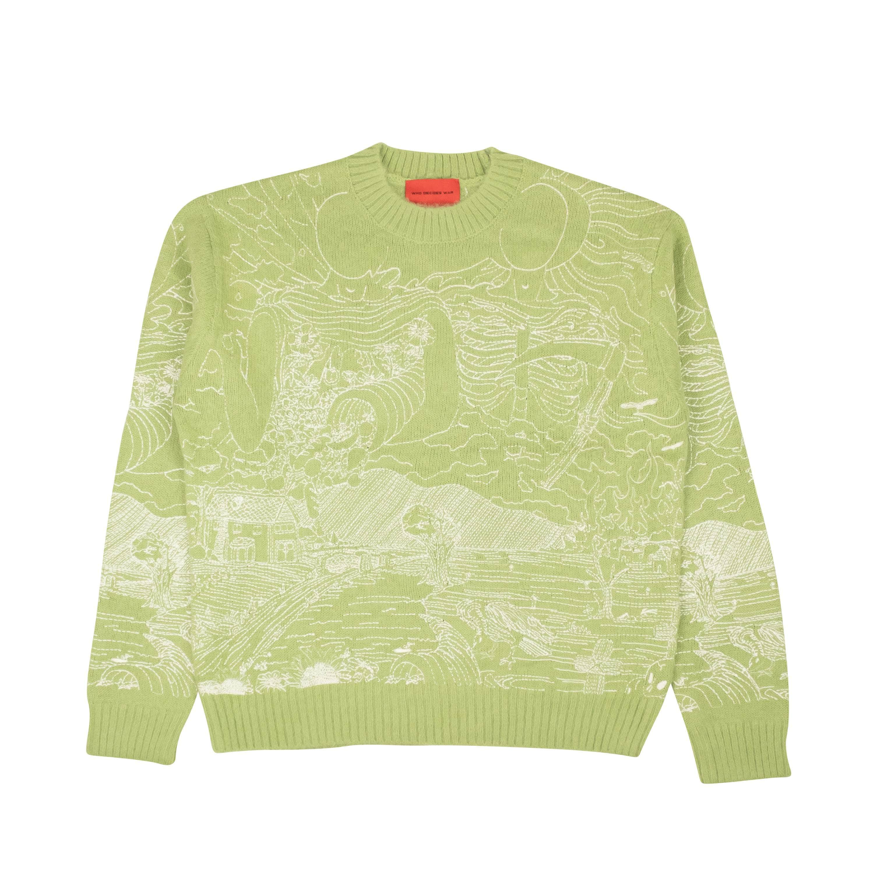 Who Decides War 95-WDW-1031/M NWT WHO DECIDES WAR Sage Green Duality Crewneck Sweater Size M $500 95-WDW-1031/M