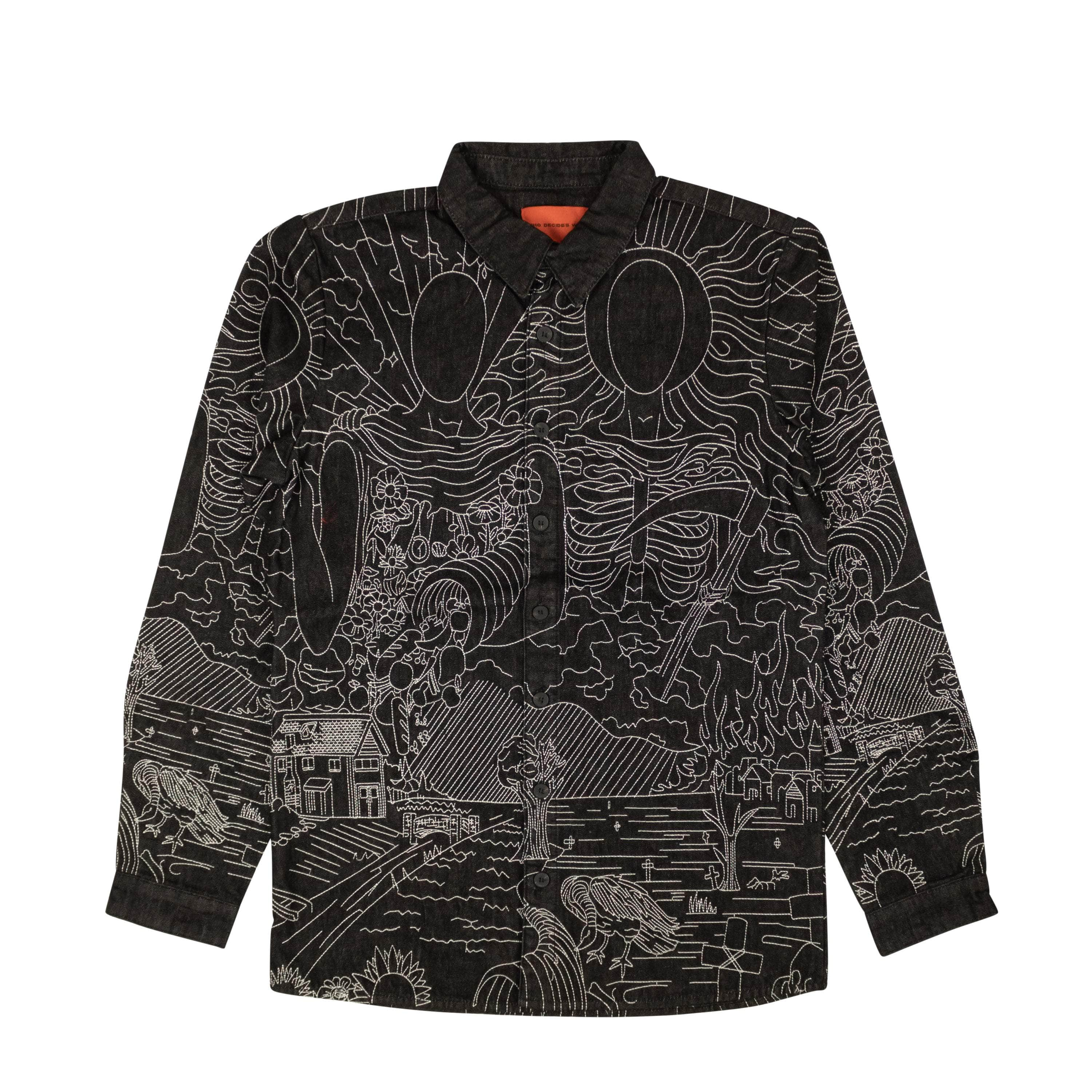 Who Decides War 95-WDW-1035/XXXL NWT WHO DECIDES WAR Black Embroidered Duality Button Up Shirt Size XXXL $650 95-WDW-1035/XXXL