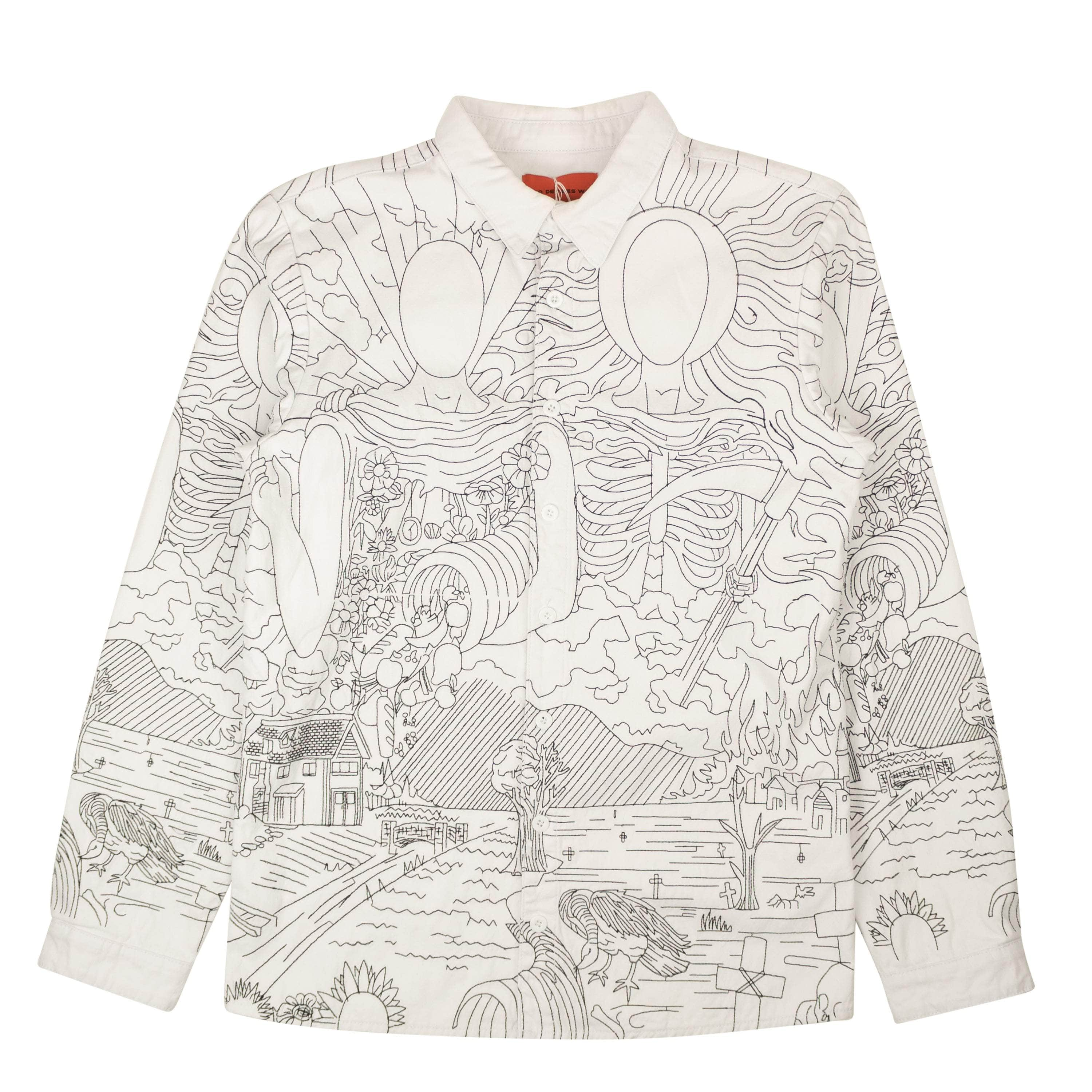 Who Decides War 95-WDW-1036/M NEW WHO DECIDES WAR White Cotton Cloud Duality Button Up Shirt Size M $650 95-WDW-1036/M