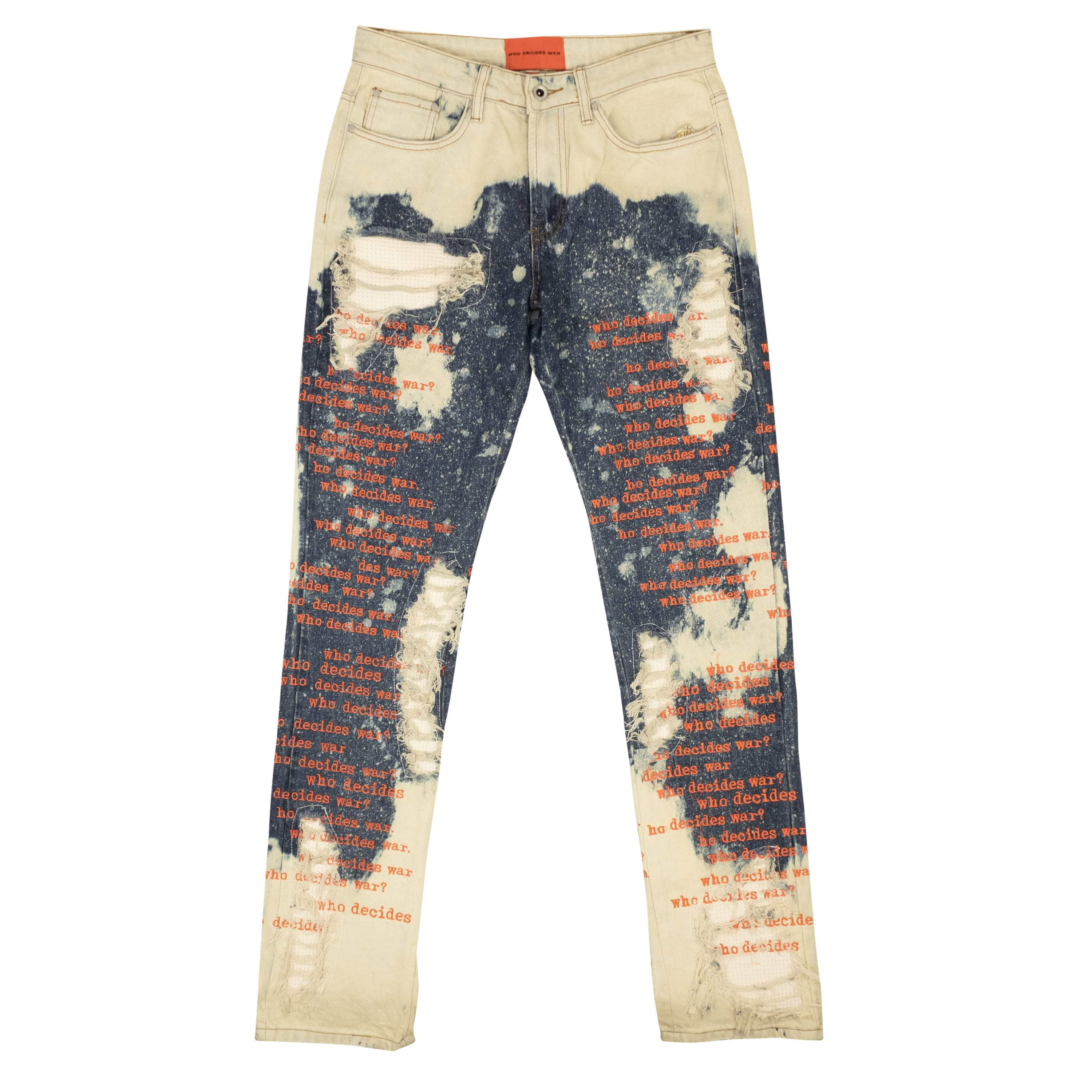 Who Decides War WDW-XJNS-0004/26 NWT Who Decides War Sky/Crimson Bleached Scripture Jeans Size 26 $550 WDW-XJNS-0004/26