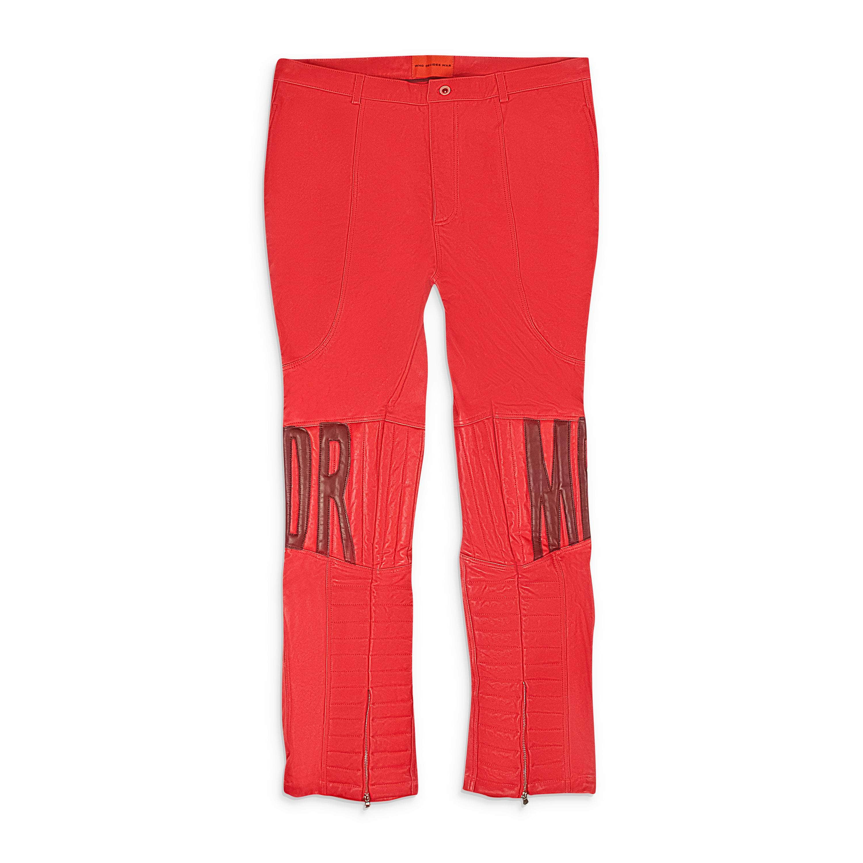 Who Decides War WDW-XJNS-0019/38 NWT Who Decides War Red Mrdr Moto Leather Pant Size 38 $2500 WDW-XJNS-0019/38