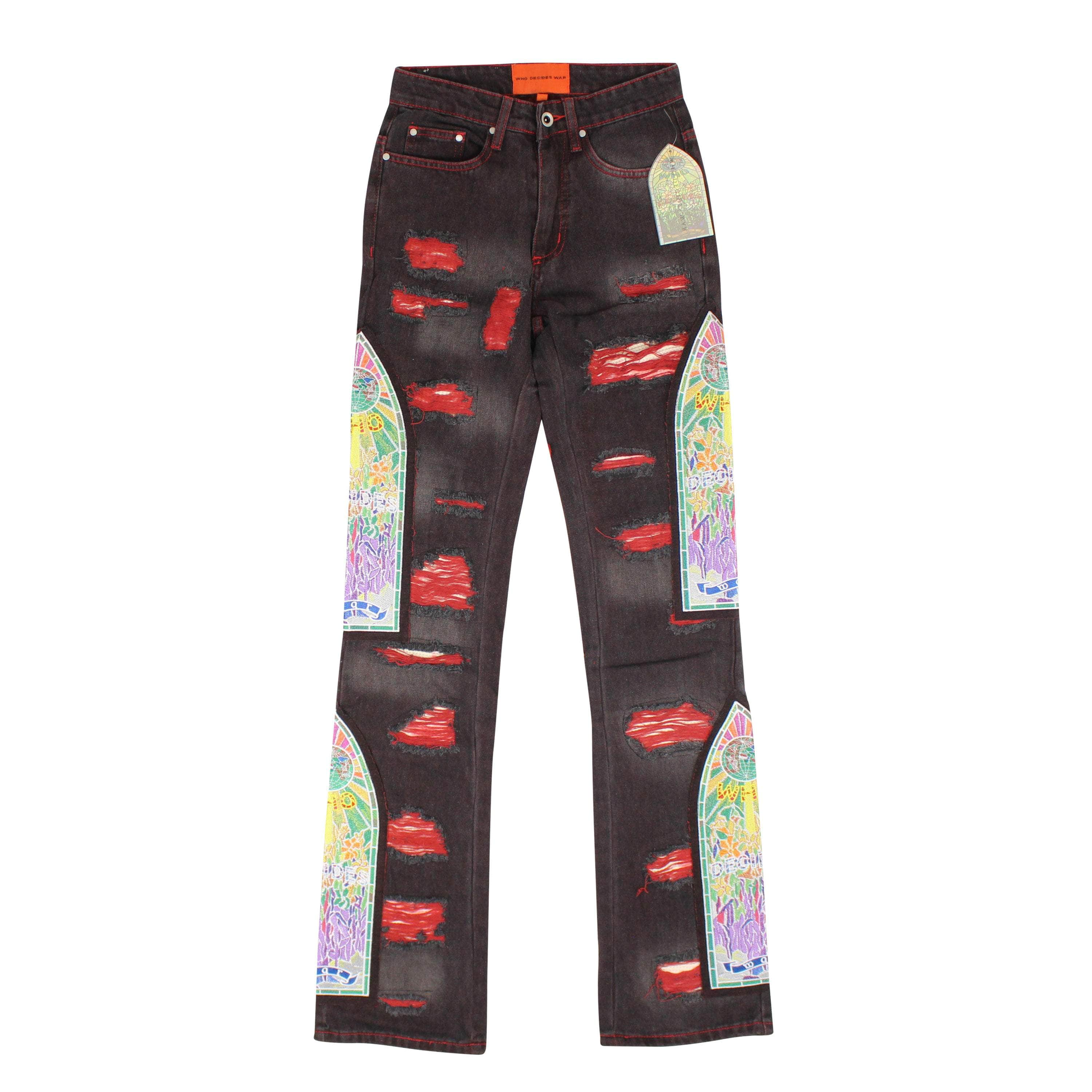 Who Decides War WDW-XJNS-0024/24 NWT WHO DECIDES WAR BLACK CRIMSON FUSION DENIM JEANS SIZE 24 $650 WDW-XJNS-0024/24