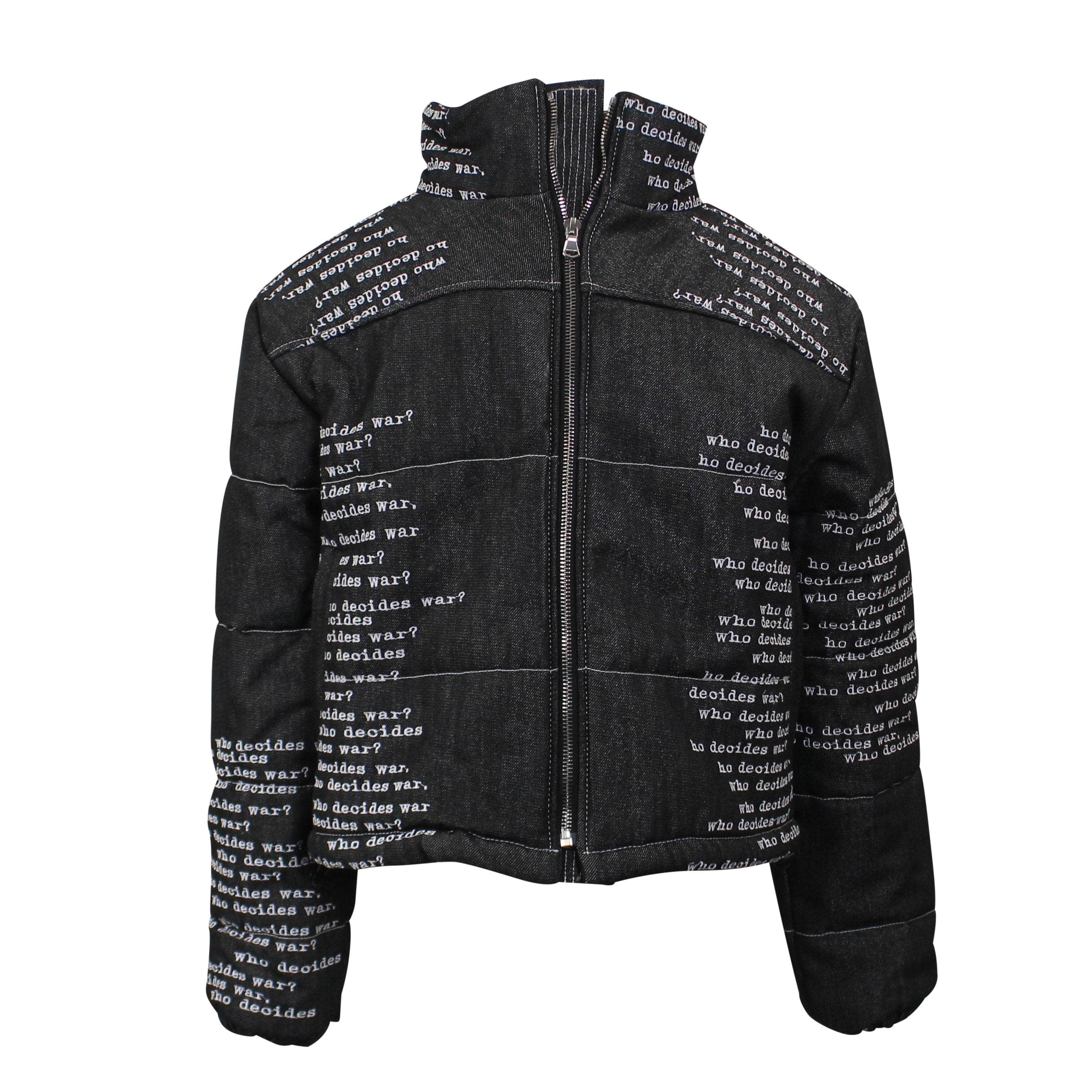 Who Decides War WDW-XOTW-0008/L NWT Who Decides War Black Signature Scripture Puffer Size L $1200 WDW-XOTW-0008/L