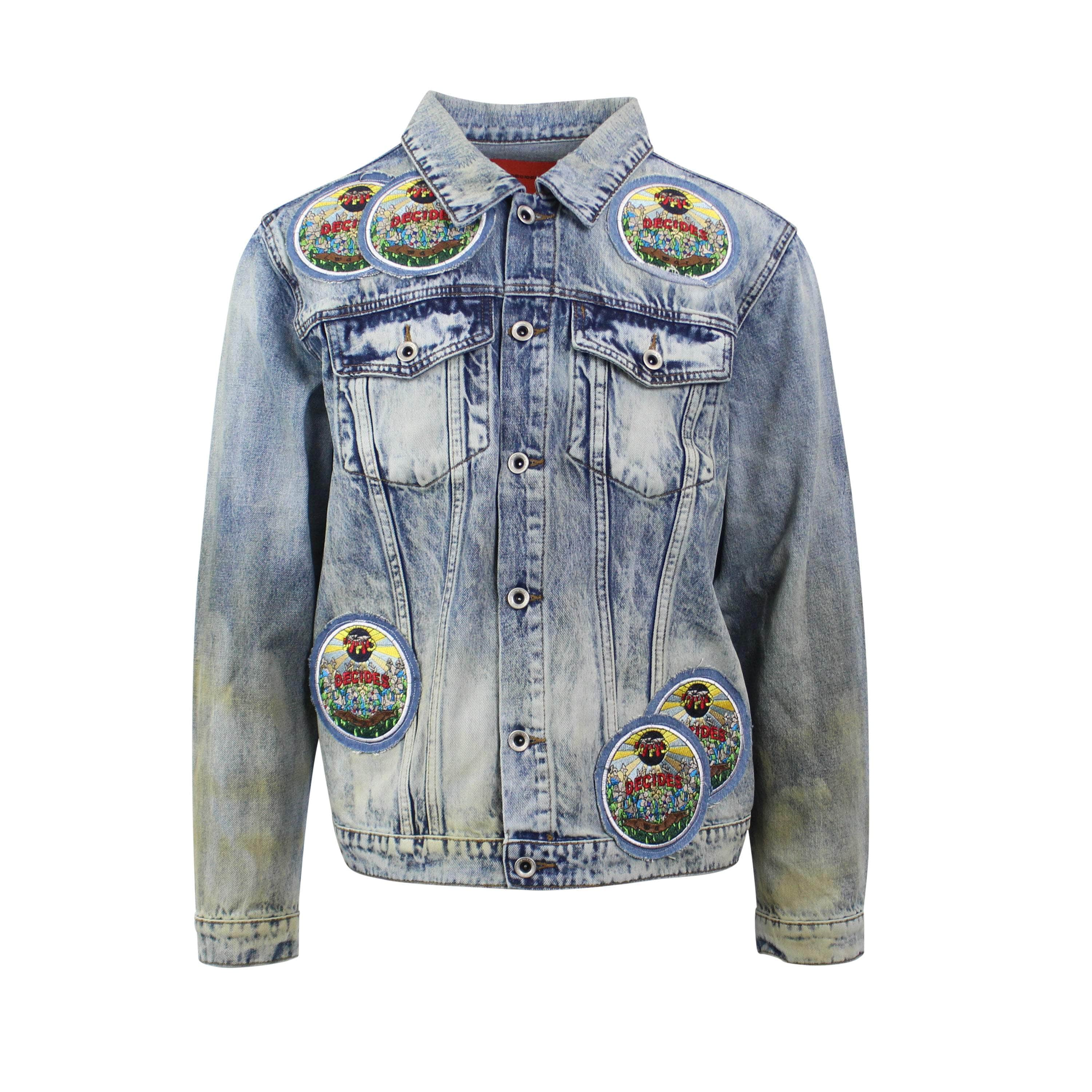 Who Decides War WDW-XOTW-0012/M NWT Who Decides War Indigo Acid Sphere denim Jacket Size M $750 WDW-XOTW-0012/M