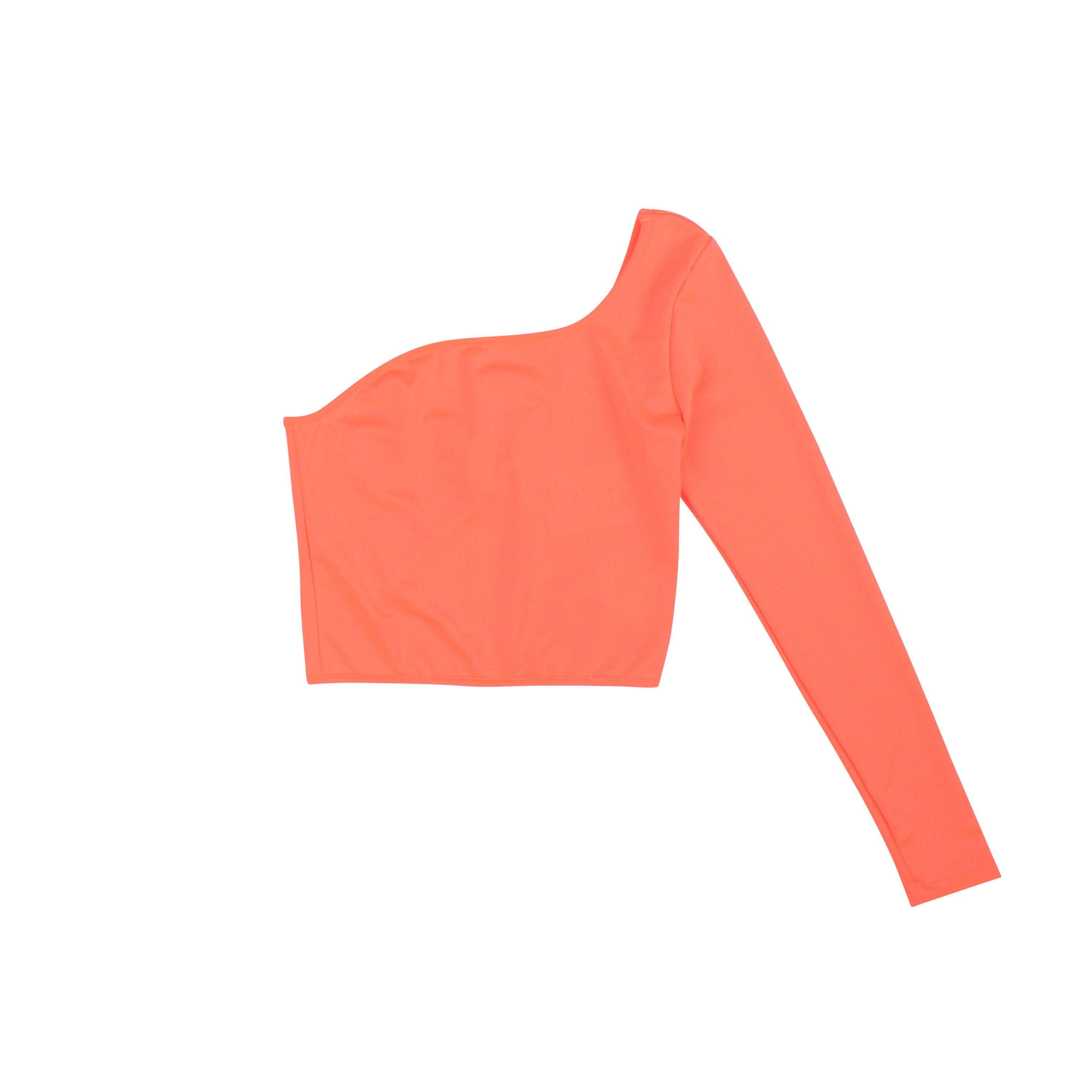 WURST 95-WUT-1002/S NWT WURST CORAL SINGLE SLEEVE CROP TOP Size S $70 95-WUT-1002/S