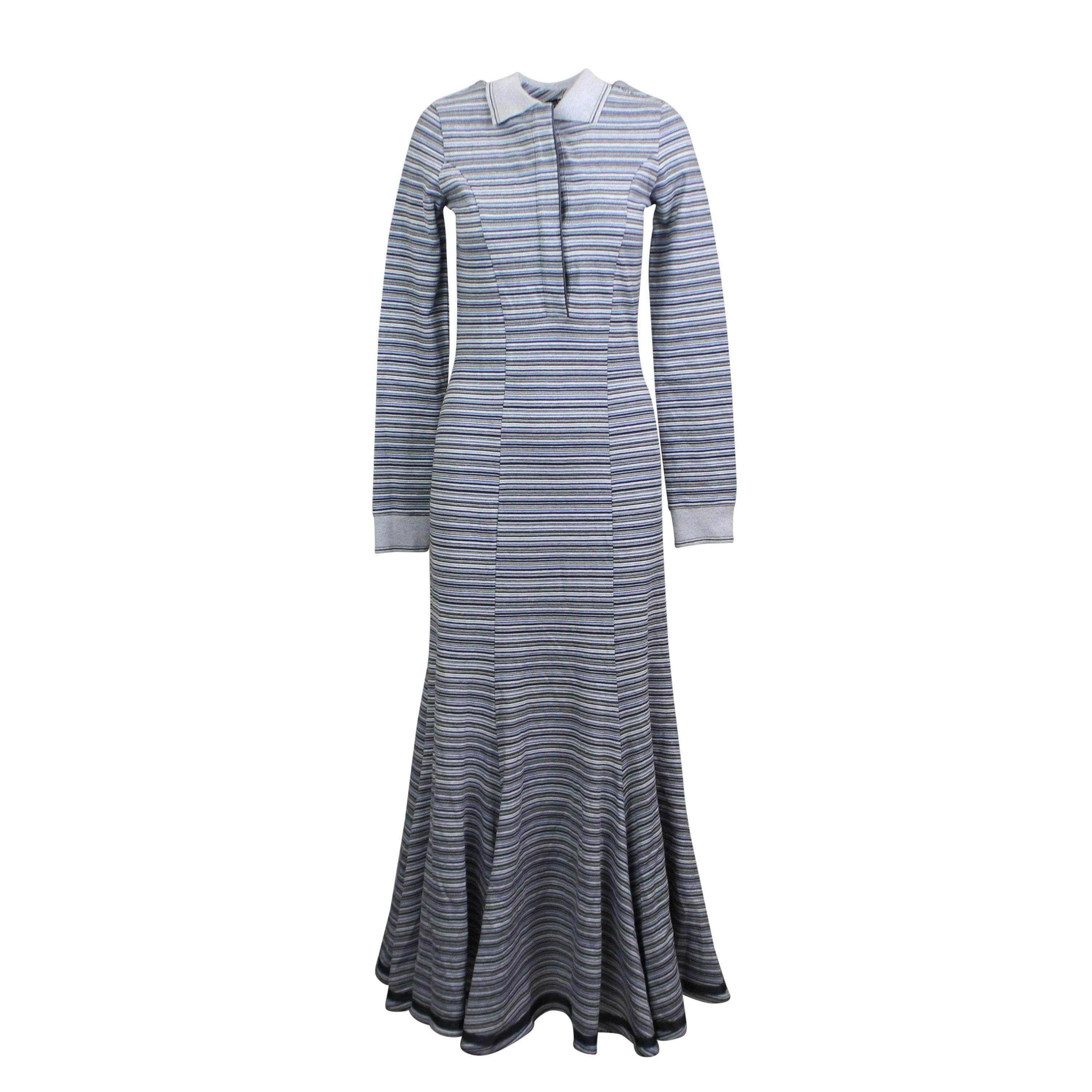 Y/Project 95-YPT-0004/M NWT Y/PROJECT Grey Striped Printed Polo Dress Size M $1140 95-YPT-0004/M