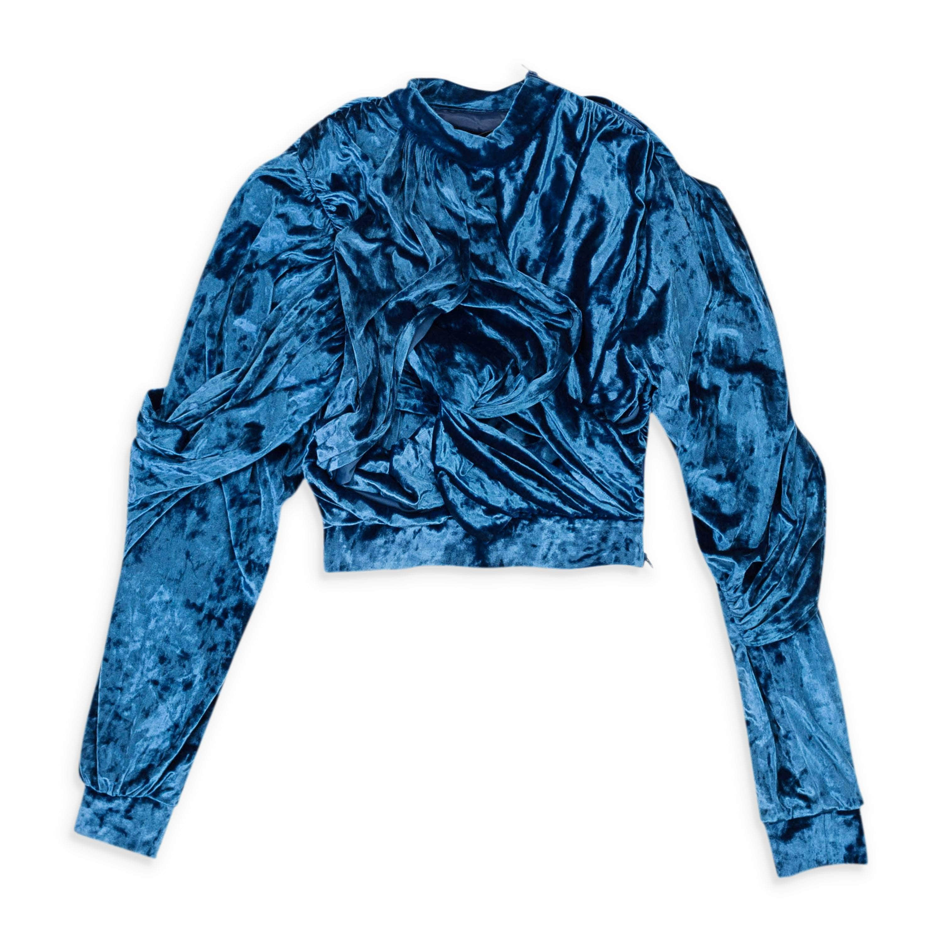 Y/Project 95-YPT-1004/M 95-YPT-1004/M WTOP5-S17_F82 ROYAL BLUE Y/Project VELVET WRAP TOP Size M 95-YPT-1004/M