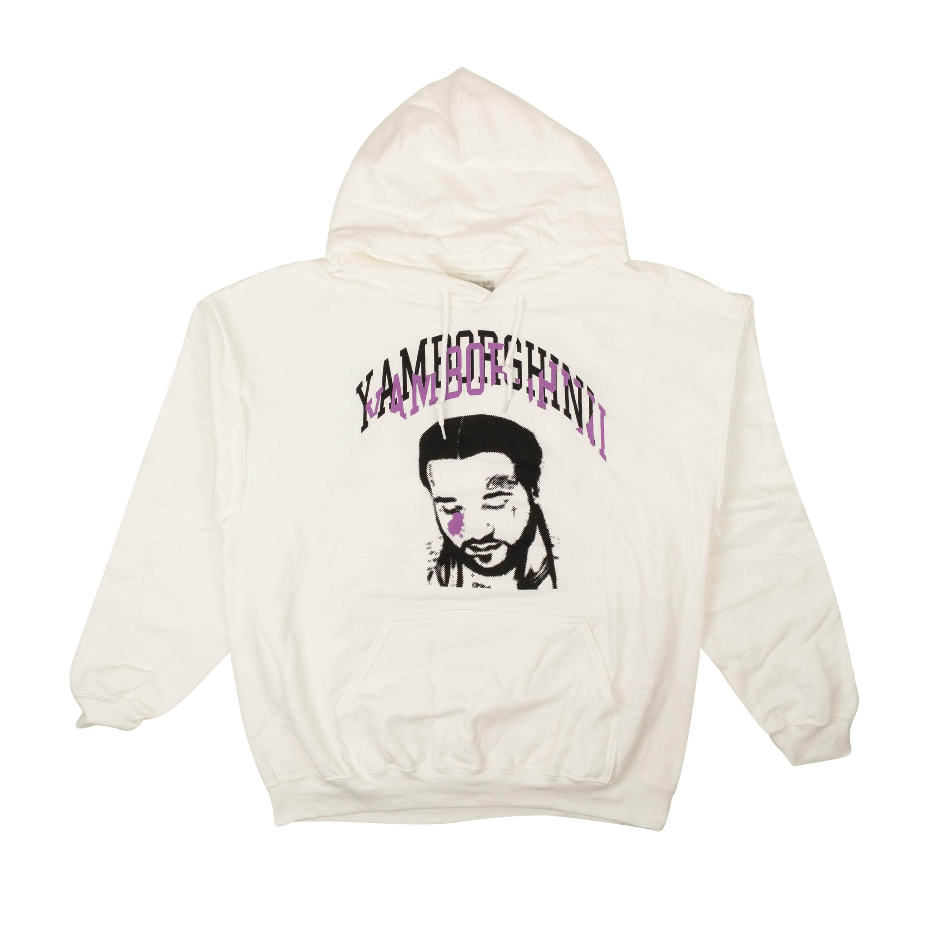 YAMBORGHINI YD21-YBGH-3/S NEW YAMBORGHINI White YAMS DAY Icon Face Hoodie Sweatshirt Size S $120 YD21-YBGH-3/S