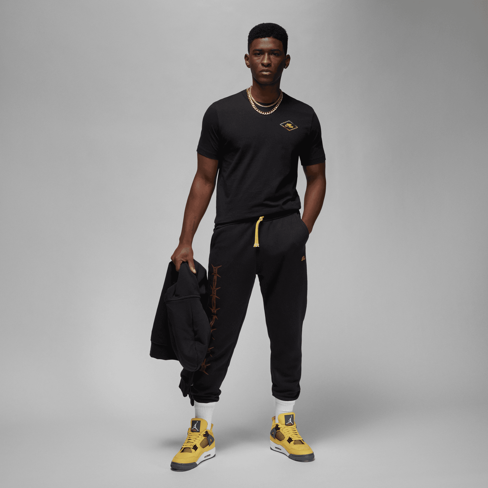 Jordan, Shirts, Jordan Air Jordan Gold Jumpman Black Tshirt Sz Xl