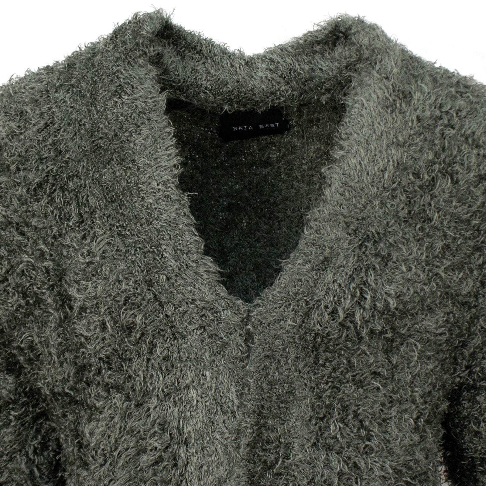 Baja East Sweaters 1 / XS Fuzzy Silk Blend Long Cardigan Sweater - Olive Green 58LE-424/1 58LE-424/1