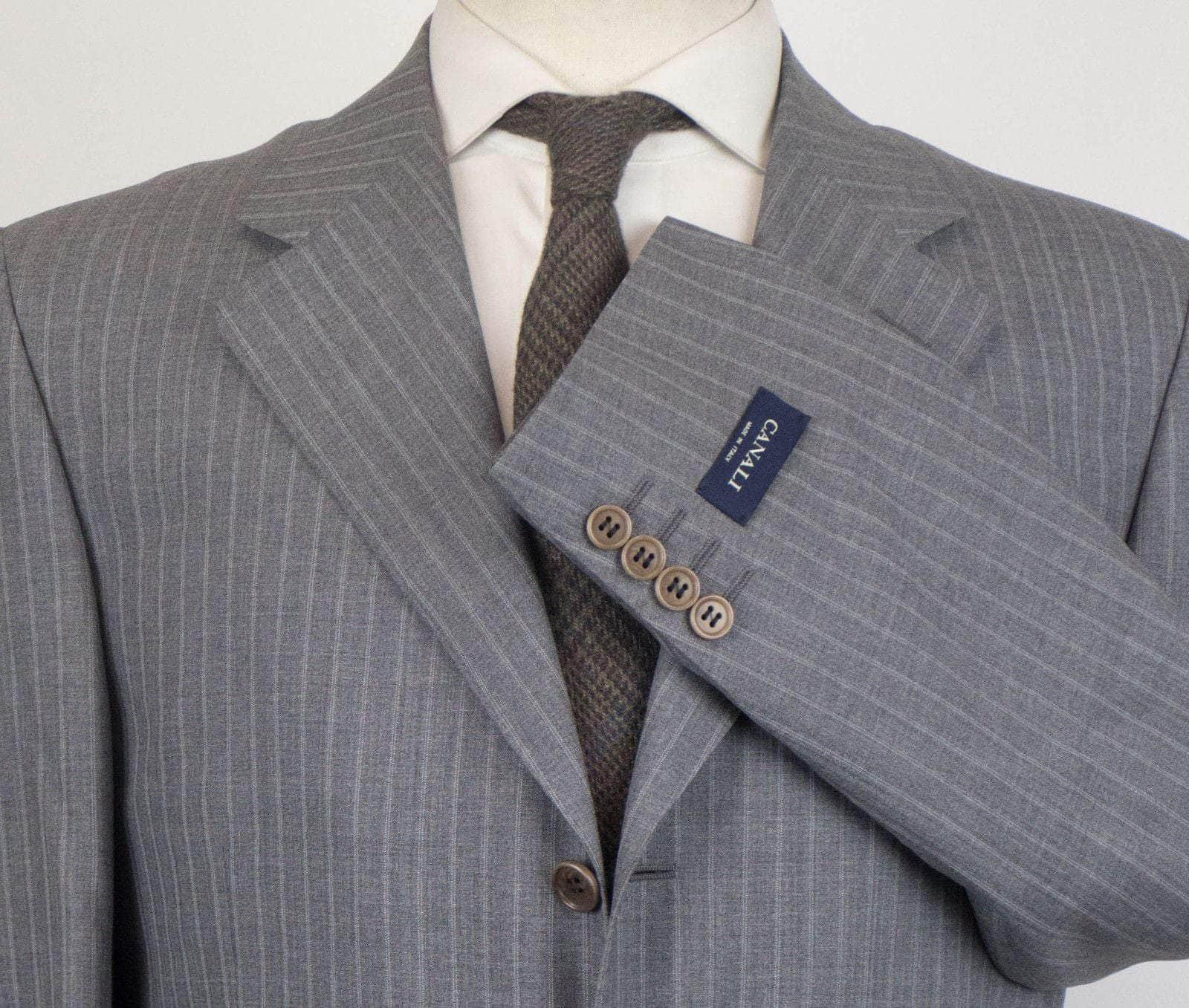 Canali Suits 38 Drop 4 Striped Wool 3 Button Suit - Gray 39C-38/NE 39C-38/NE