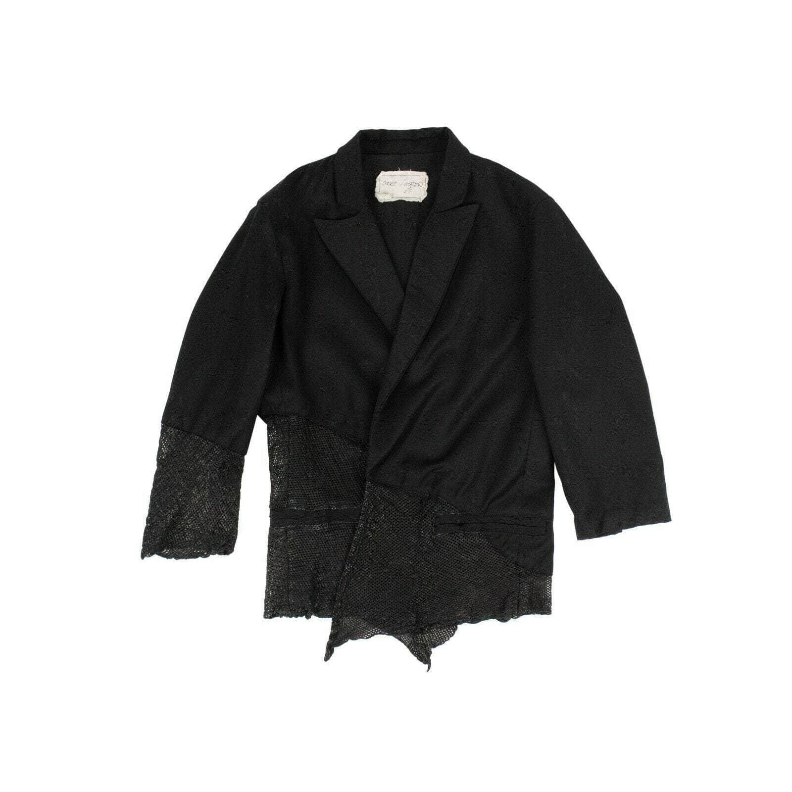 Greg Lauren Outerwear Gabardine And Leather Cropped Blazer - Black