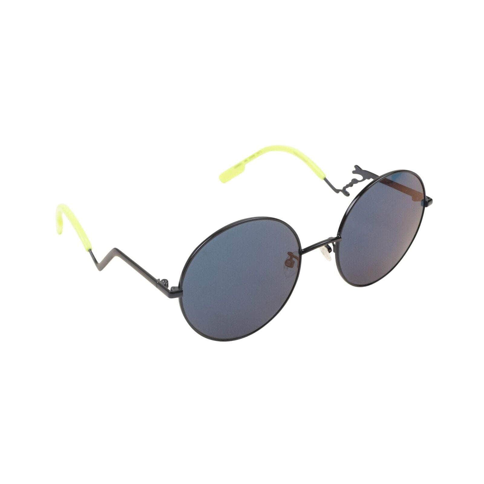 Kenzo Paris channelenable-all, chicmi, couponcollection, gender-mens, gender-womens, kenzo-paris, main-accessories, mens-shoes, size-os, under-250, unisex-eyewear OS Black Mirror Neon Yellow Circle Wire Sunglasses 95-KNZ-3027/OS 95-KNZ-3027/OS