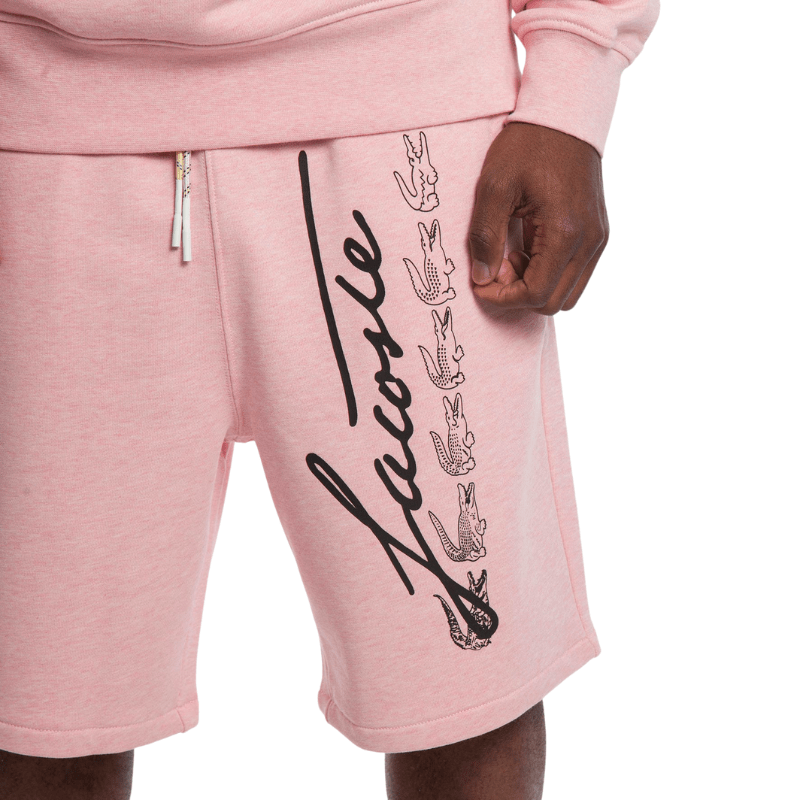 Lacoste APPAREL Lacoste Signature Print Cotton Fleece Shorts - Men's