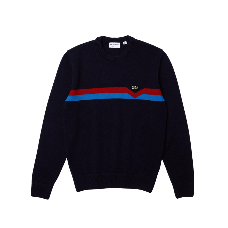 Lacoste S Lacoste Men’s Made in France Ethical Striped Wool Sweater AH6812
