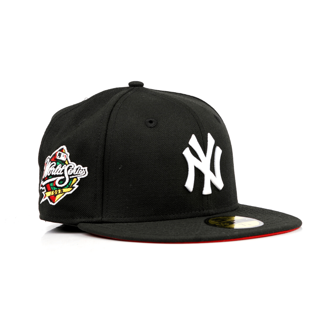 Black and red fitted top hats