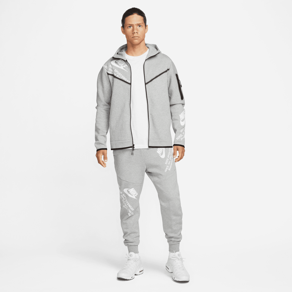 Nike Tech Fleece Grey Graphic Joggers – Puffer Reds