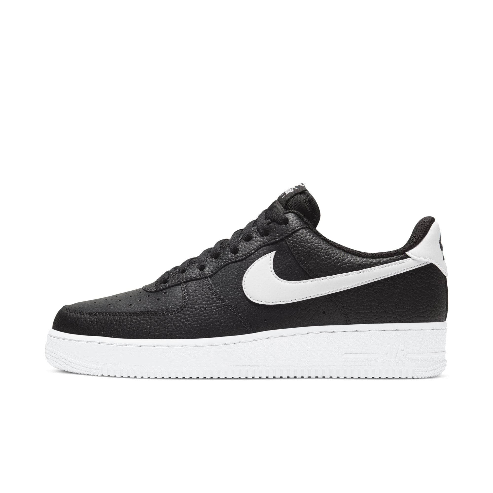 Nike Air Force 1 Low '07 Black White Pebbled Leather - Men's