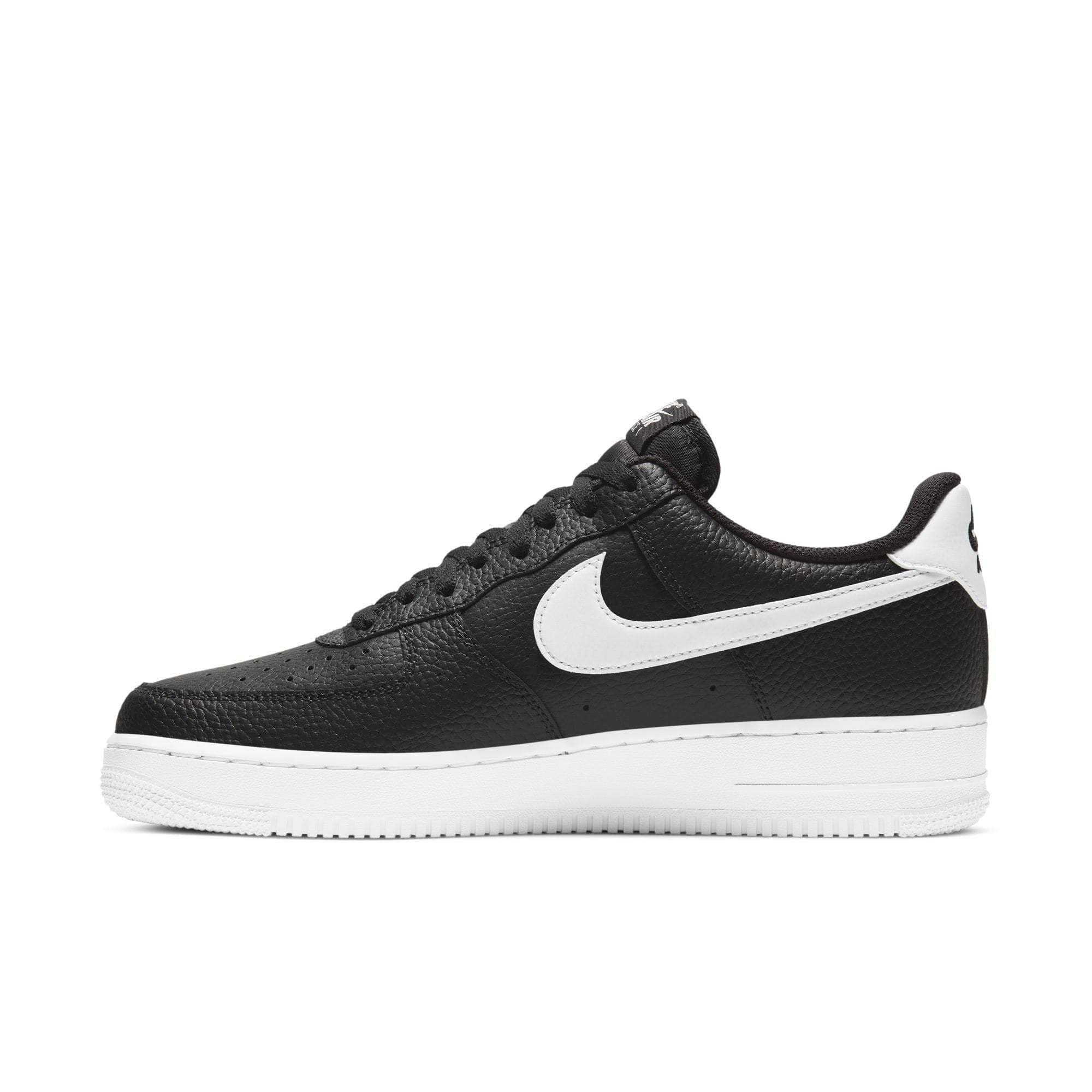 Nike Air Force 1 Low '07 Black White Pebbled Leather - Men's