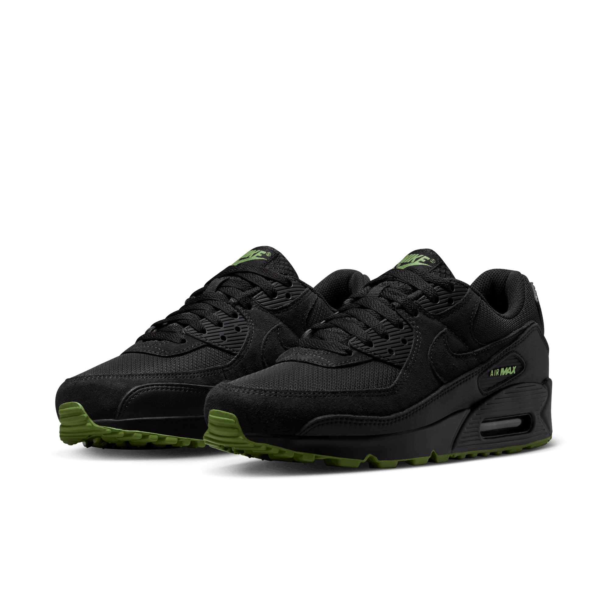 Nike Air Max 90 Premium Leather Mens Sz 9.5 Black/Black/White