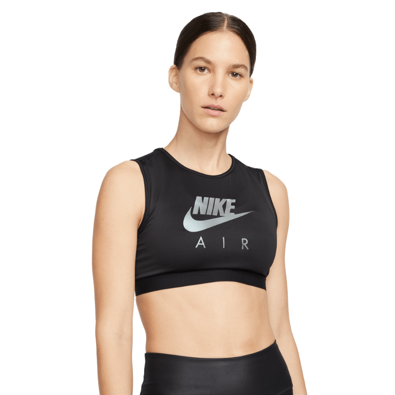 Nike Dri Fit Swoosh Icon Clash Medium Support Non Padded Graphic Sports  Sports Bra Brown