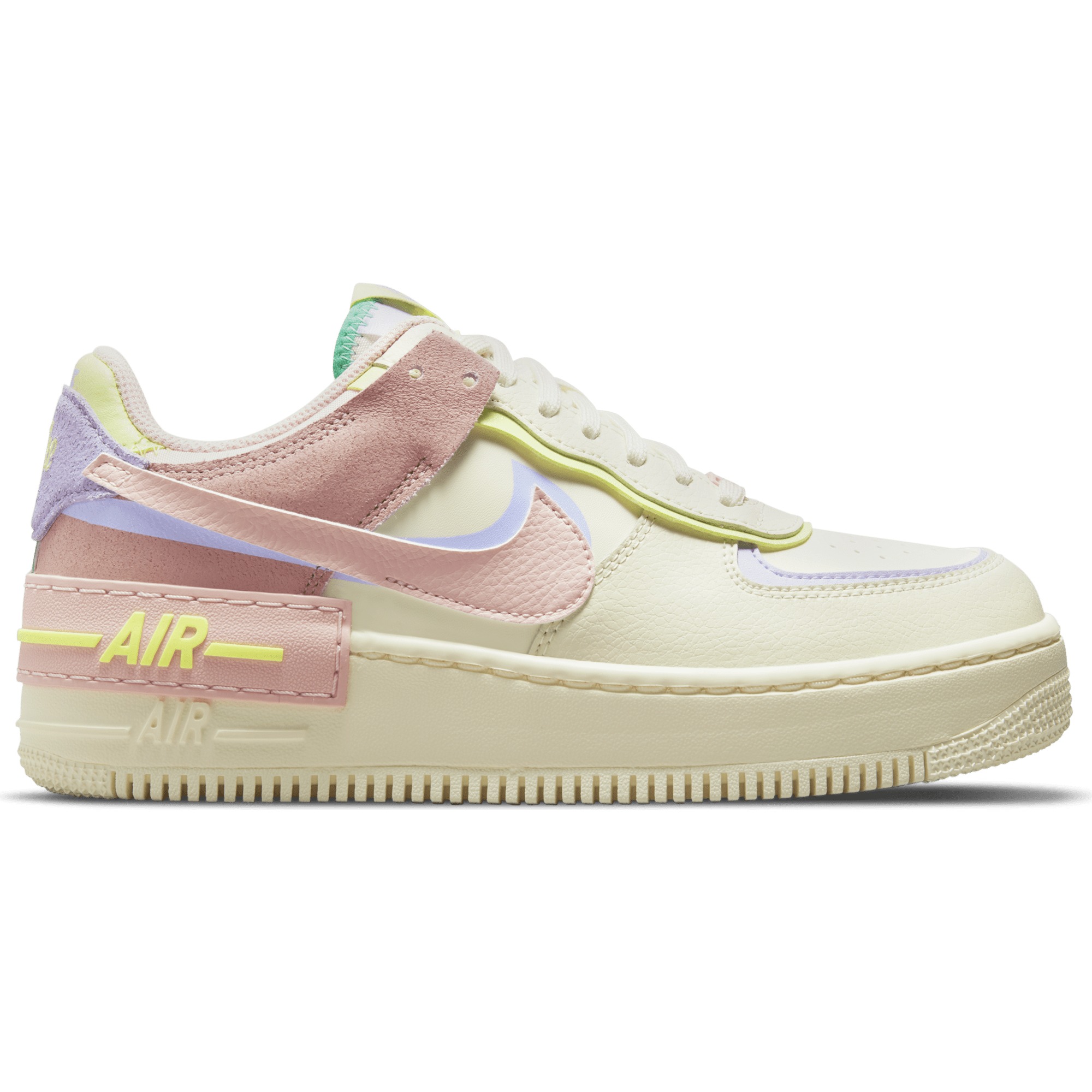 Nike Women's Air Force 1 Shadow Shoes, Size 6, White/Green/Yellow