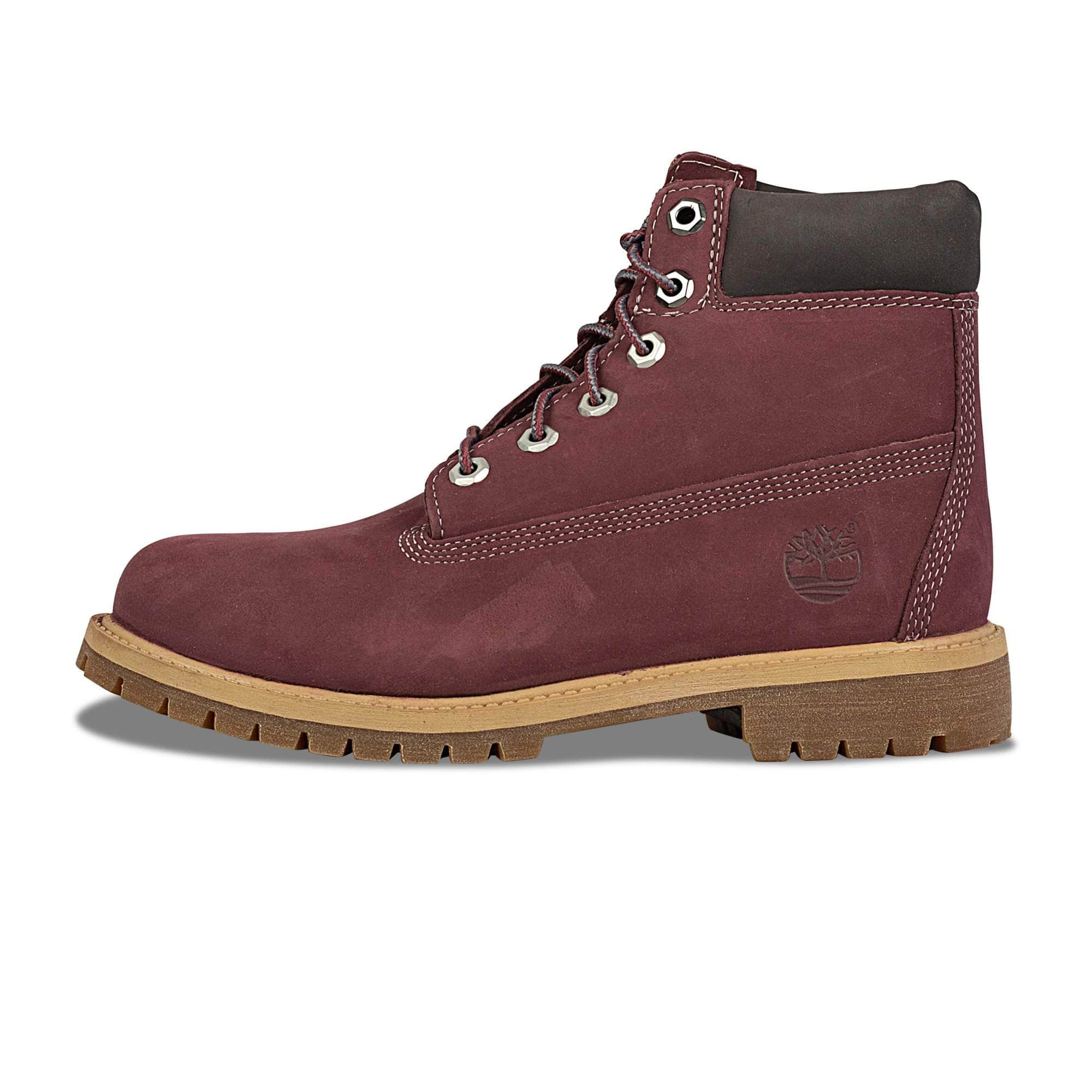 Burgundy timberland field store boots grade school