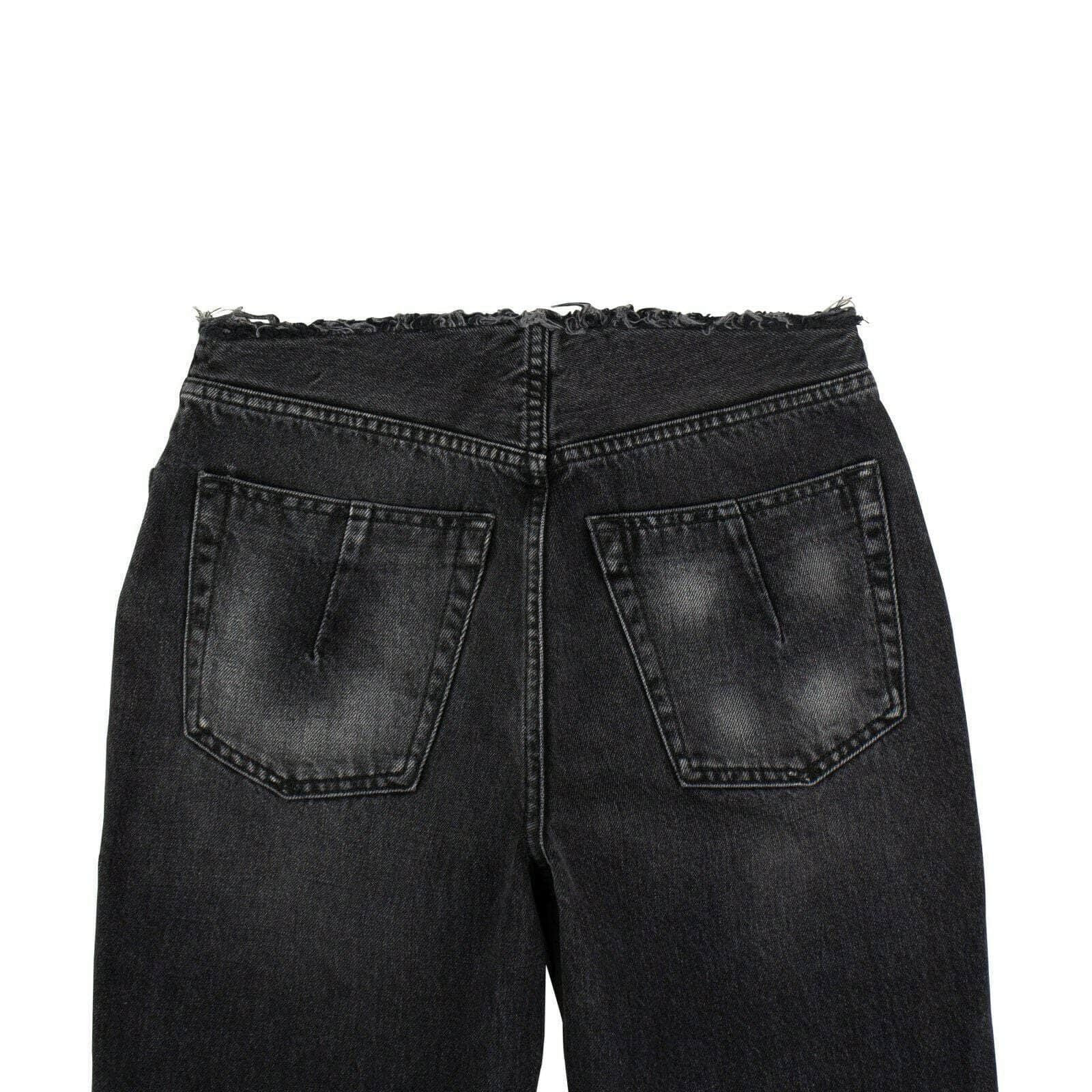 Unravel Project Women's Jeans 25 US Cotton Frayed Tapered Jeans Pants - Black JF6-UN-1021/25 JF6-UN-1021/25
